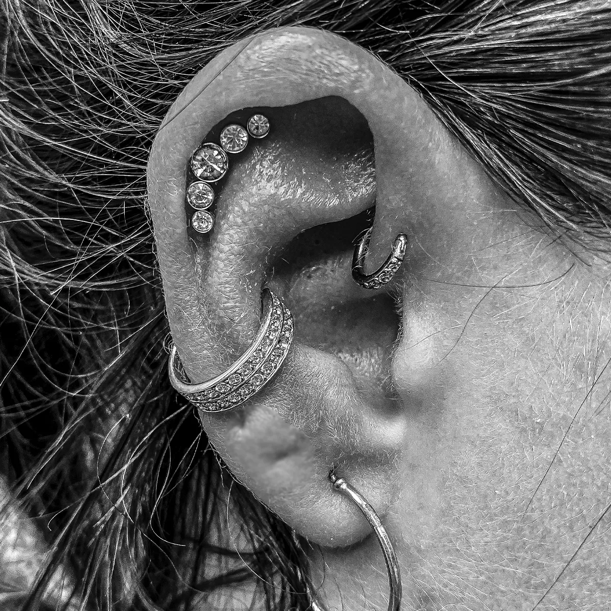 Helix Conch Forward Helix Piercing