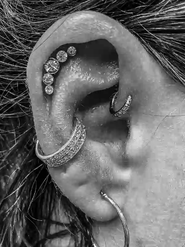 Helix Conch Forward Helix Piercing
