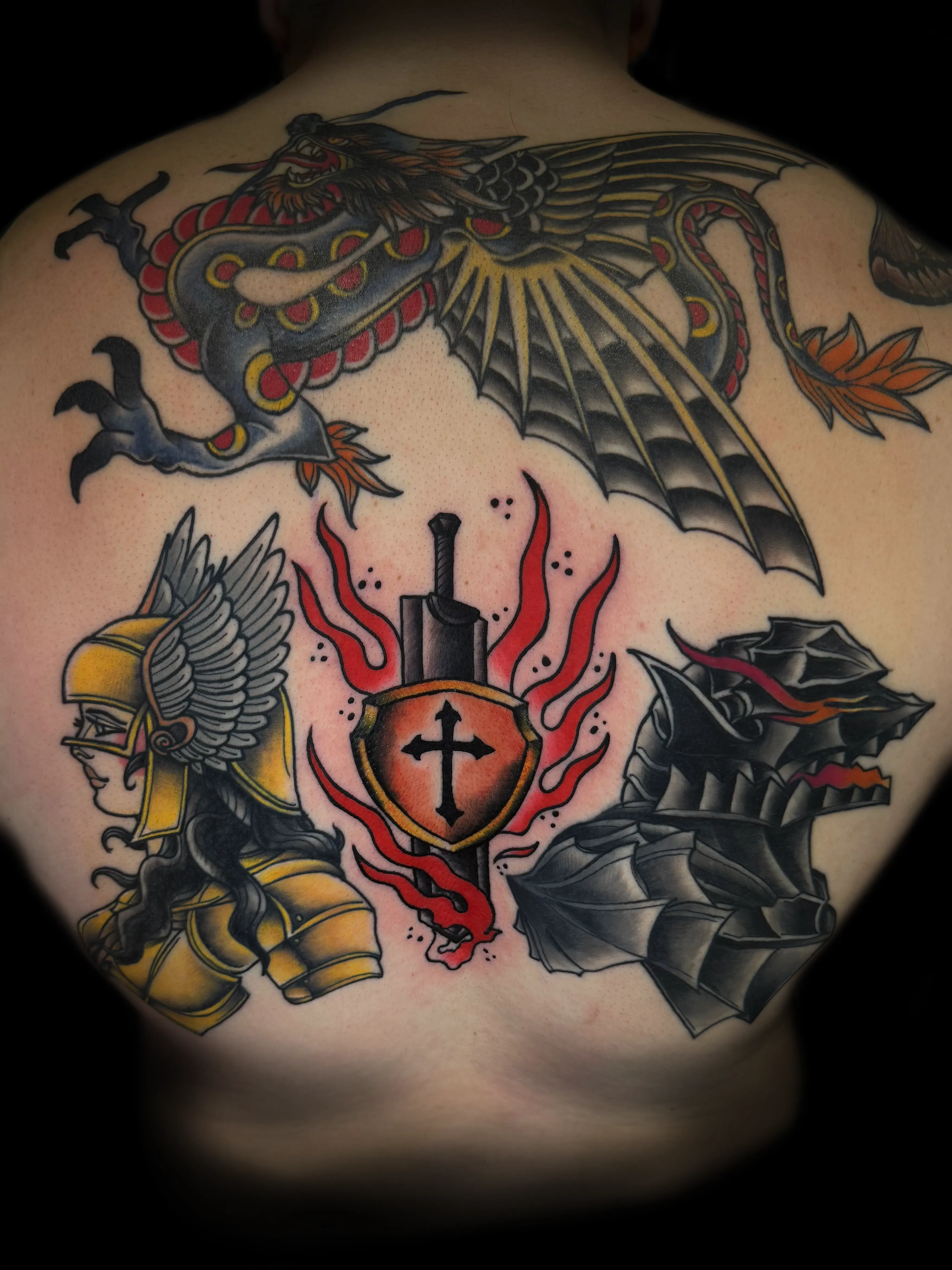 Old School Tattoo Backpiece