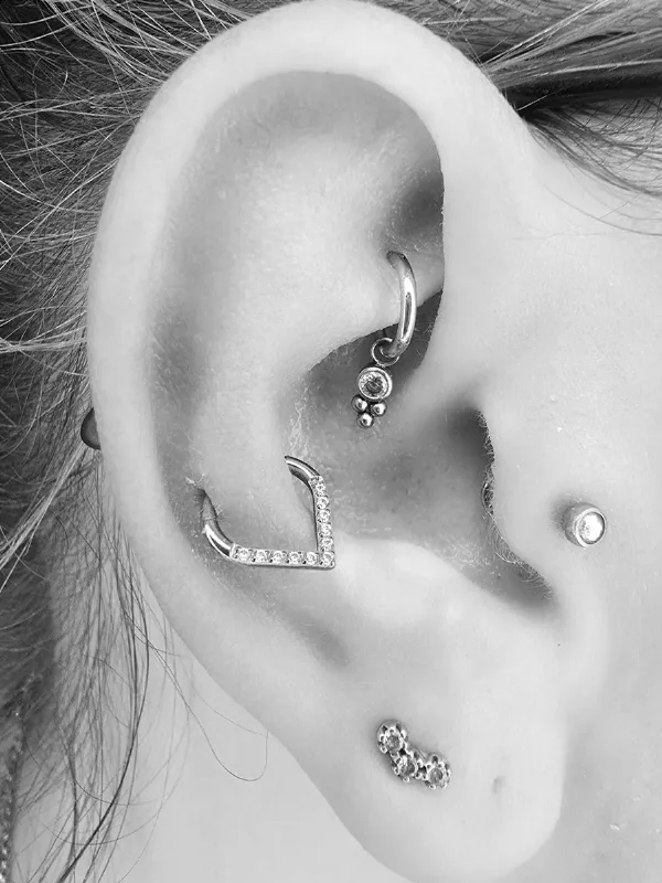 Rook, Snug und Tragus Piercing