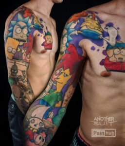 Comic-Sleeve Tattoo von Alex im Tempel München