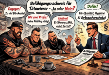 Tattoo Befähigungsnachweis Thema bei “hard boiled tattooland” Befähigungsnachweis Tattoo Tätowierer